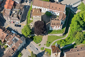 Arbon 0061-2013, Luftaufnahme Kirche St Martin und Innenstadt