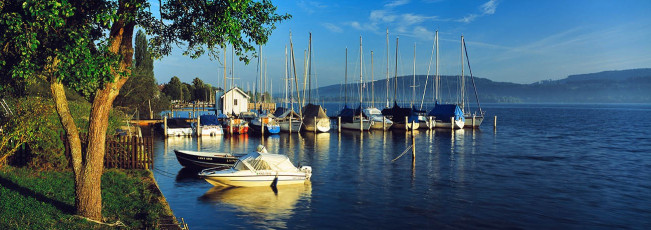 Bodman, Boote und Ufer im Morgenlicht