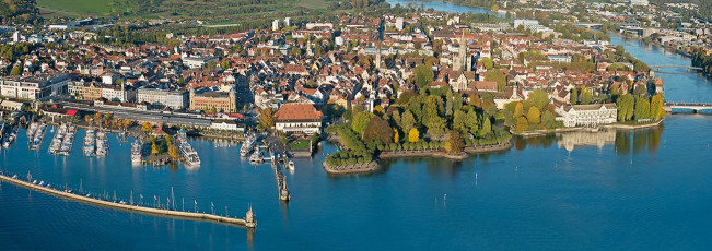 Konstanz 0836-2013 PANO, Luftaufnahme Hafen und Altstadt
