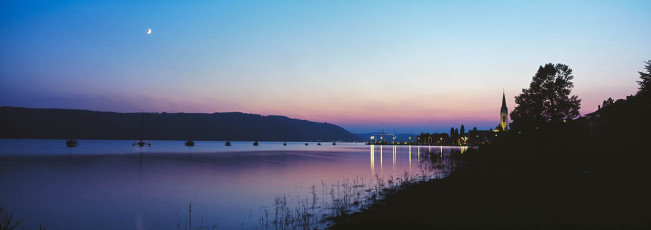 Sipplingen, Dorfsilhouette im Abendrot