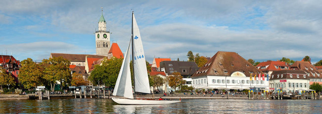 Überlingen 1291-2010 PANO, Stadtansicht vom Wasser