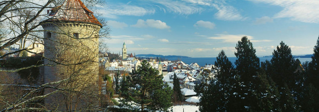 Überlingen, Gallerturm und Stadt im Winter B