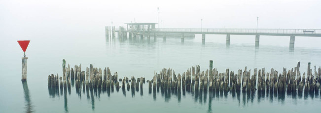 Wasserburg, Landesteg im Nebel B