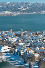 Lindau 1056-2013, Luftaufnahme Insel und Pfänder im Winter