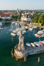 Lindau 1235-2013, Blick vom Leuchtturm auf Hafen und Insel