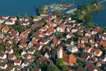 Immenstaad 270-2008, Luftaufnahme Ortskern und Hafen