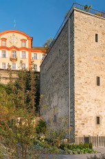 Mainau 1193-2014, Dachgarten am Comturey-Keller und Schloss