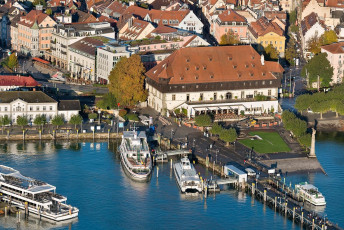 Konstanz 0837-2013, Luftaufnahme Konzil und Hafen