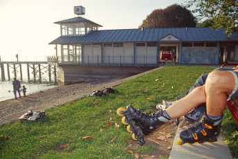 Kressbronn, Inlineskater an der Schiffslände