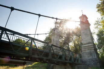 Langenargen 0044-2009, Kabelhängebrücke über die Argen bei Go
