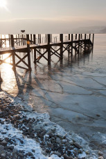 Reichenau 0382-2012, Vereister Hafen von Mittelzell im Gegenlich