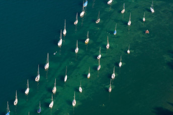 Litzelstetten 0002-2014, Luftaufnahme Ankernde Segelboote am Ufe