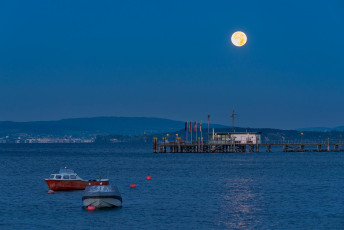 Hagnau 0976-2015, Supermond über der Hagnauer Lände