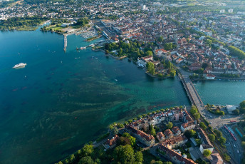 Konstanz 1153-2015, Luftaufnahme Seestraße, Rheinbrücke, Trich