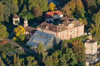 Mainau 1074-2013, Luftaufnahme Schloss und Palmenhaus