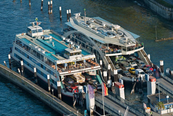 Meersburg 1366-2013, Luftaufnahme Fährehafen