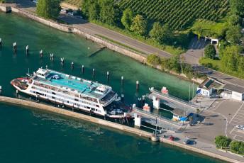 Meersburg 1376-2014, Luftaufnahme Fährehafen