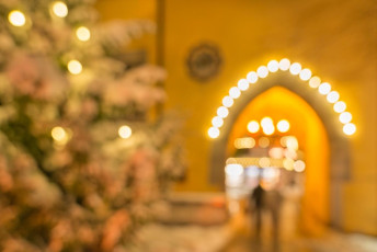 Meersburg 1429-2014, Beleuchteteter Weihnachtsbaum und Torbogen