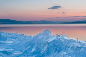 Reichenau 0475-2012, Eisschollen am Niederzeller Ufer im Abendro