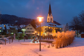 Sipplingen 0581-2012, Winterliche Abenddämmerung an der Anleges