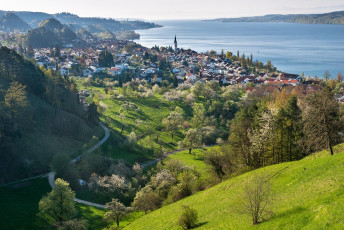 Sipplingen 0792-2015, Morgendlicher Blick über Ort und See im F