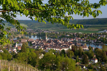 Stein am Rhein 0010-2010, Blick auf Örtchen und Rhein