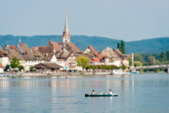 Stein am Rhein 0126-2012, Altstadt mit Kirche und Rheinbrücke v