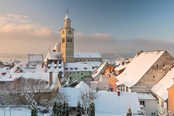 Überlingen 1673-2014, Verschneites Nikolausmünster und Altstad