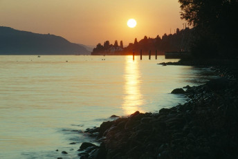 Überlingen, Sonnenuntergang Liebesinsel