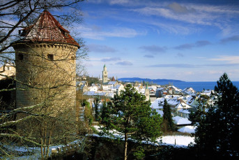 Überlingen, Winter am Gallerturm
