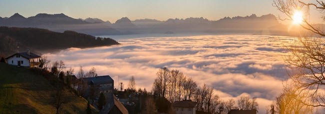 Bregenz 1014-2015 PANO, Blick von Lochau auf See und Alpen im Ne