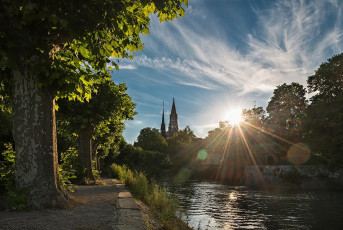 Konstanz 1670-2018, Inselgraben mit Muenster im Gegenlicht