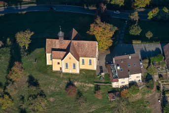Meersburg 1632-2018, Luftaufnahme Wallfahrtskirche Baitenhausen