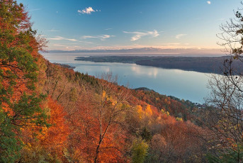 Sipplingen 1064-2018, Herbstwald, Alpen und See