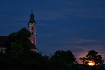 Birnau 0615-2022 HDR, Vollmondaufgang an der Barockkirche