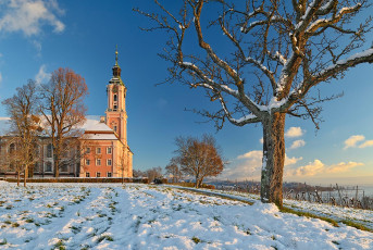 Birnau 0634-2022, Barockkirche im Neuschnee