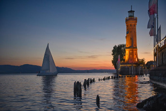 Lindau 1969-2022, Abendstimmung vor der Hafeneinfahrt