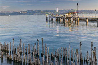 Wasserburg 0617-2022, Landesteg im Abendlicht