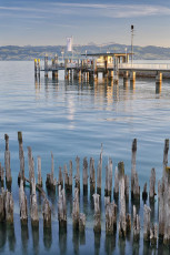 Wasserburg 0618-2022, Landesteg im Abendlicht