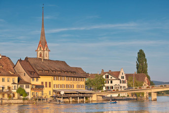 Stein am Rhein 0393-2023, Rheinbrücke mit Restaurant Rheinfels