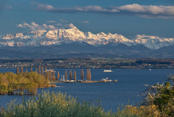 Birnau 0687-2024, Uhldinger Bucht und Alpstein im Frühjahr