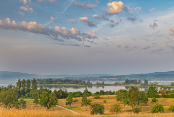 Markelfingen 0083-2024 TB, Morgendlicher Blick zur Halbinsel Met