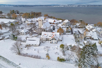 Seefelden 0171-2024, Ort im Schnee Drohnenaufnahme