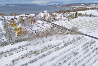 Seefelden 0174-2024, Ort im Schnee Drohnenaufnahme