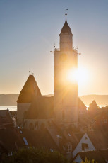 Überlingen 5073-2025, Altstadt mit Münster vom Museumsgarten