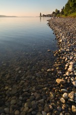 Bodman 0216-2012, Steine am Ufer und Greth im Morgenlicht