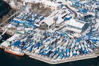 Langenargen 0520-2013, Luftaufnahme Yachthafen Gohren im Winter