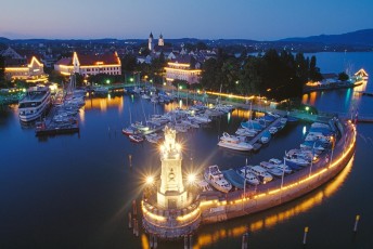 Lindau, Hafen bei Nacht