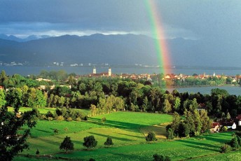 Lindau, Regenbogen über der Insel
