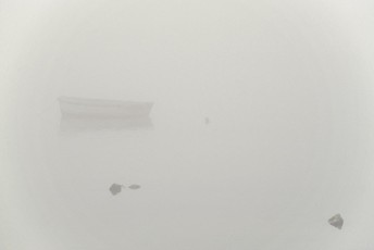 Ludwigshafen, Boot im Nebel